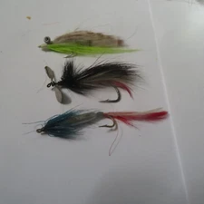 FLY FISHING LURE LOT OF 3 UNKNOWN FEATHER  BAITS