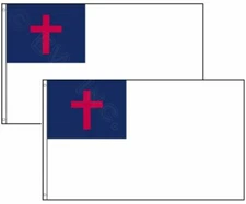 (2 pack Lot) Christian Flag Poly Nylon 3x5 ft Flag House Banner fade resistant