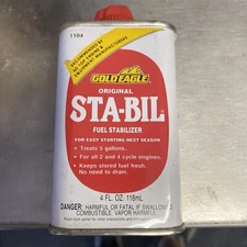 VINTAGE STA-BIL FUEL  OILER TIN COLLECTIBLE GAS AUTOMOBILIA   4oz Full