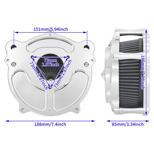 Filtro de admisión de filtro de aire cromado apto para Harley Touring Trike 08-16 Softail 2016 - Imagen 5 de 13