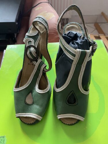 Fly london sandalias de cuero talla 37 nuevas verde blanco  - Imagen 1 de 3