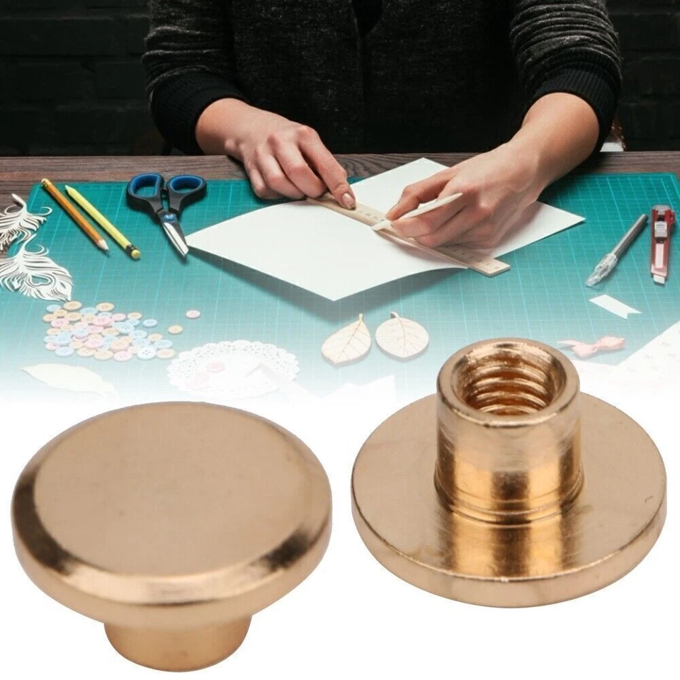 50 juegos de tornillos de cabeza plana de latón de 6,5 mm remaches para clavos hágalo usted mismo artesanía de cuero Foto 3 de 4