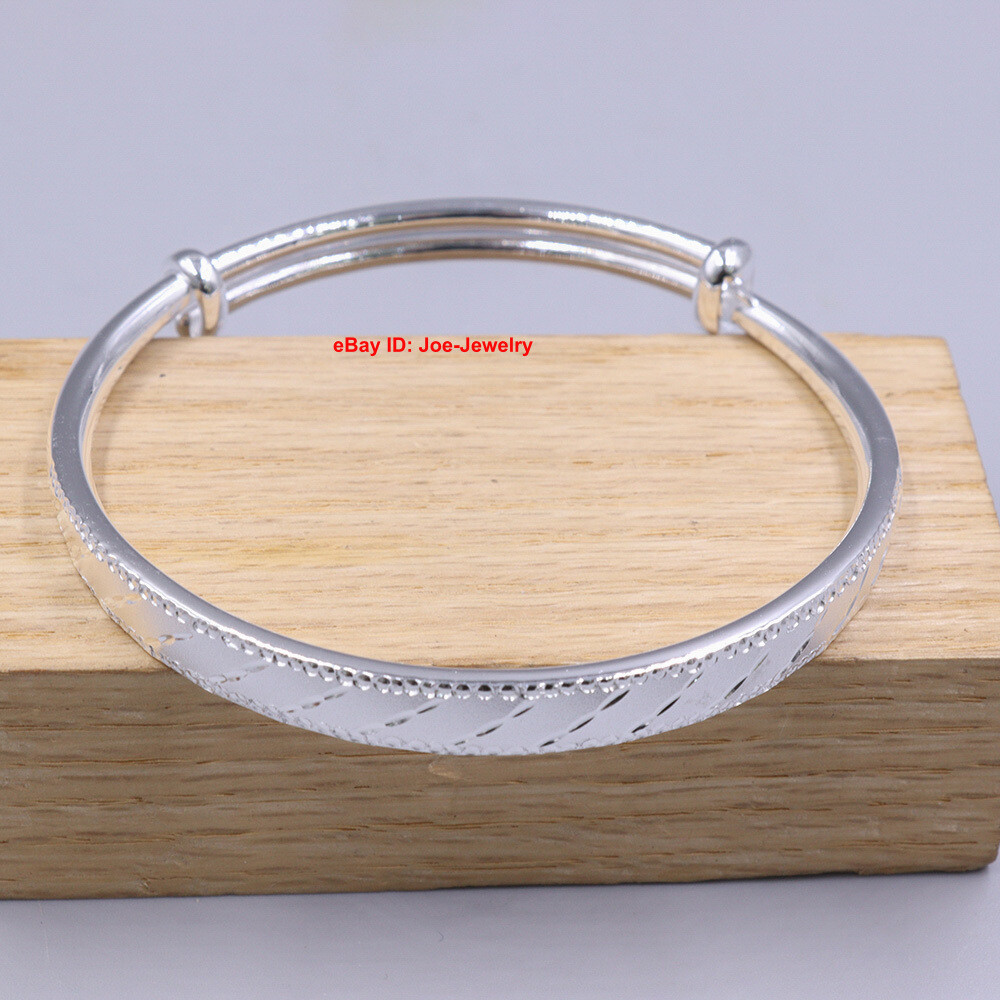 Adjustable Bangle Solid 999 Fine Silver Bangle 57-62mm Inner Dia