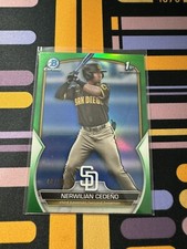 NERWILIAN CEDENO 2023 Bowman Chrome # BCP-81 GREEN /99 1ST BOWMAN Padres