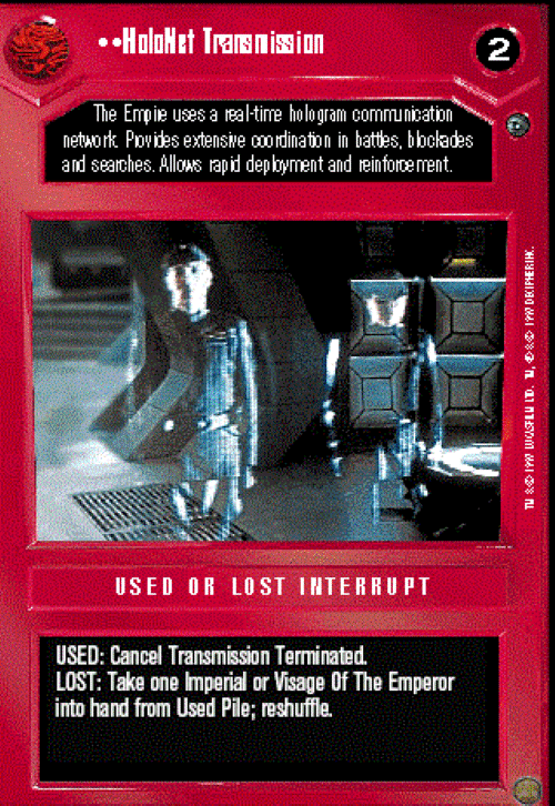 HoloNet Transmission WB Star Wars CCG Dagobah Revised NM swccg | eBay