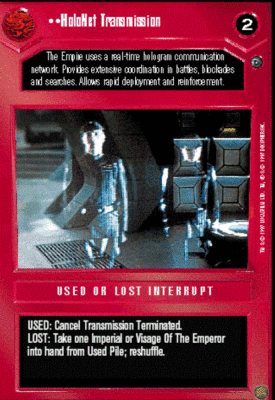 HoloNet Transmission WB Star Wars CCG Dagobah Revised NM swccg | eBay