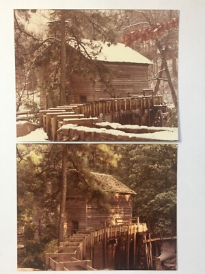 Two Color Photos The Grist Mill at Stone Mountain Fall & Winter w/ Snow