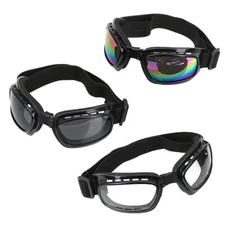 Motorcycle Goggles Padded Vented Foam Border Skiing/Cycling Clear/Black/Rainbow