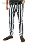 Mens Drainpipes Trousers skinny Pants vtg indie mod STRIPED jeans White hipsters