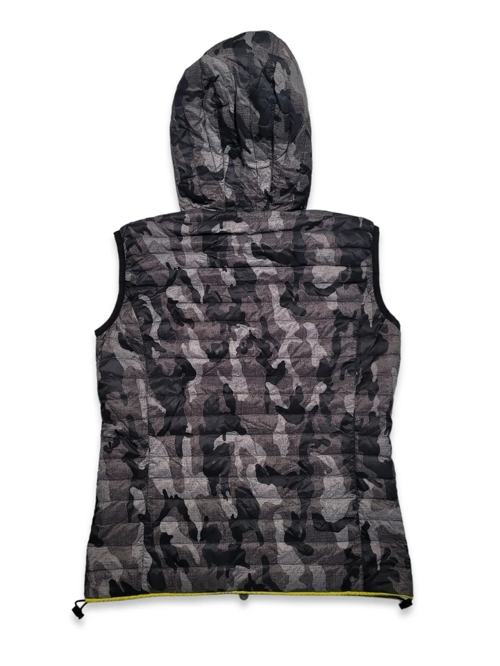 Chaleco reversible camuflaje plumón de ganso Duvetica cremallera completa con capucha para hombre Eur 50 (L) Foto 3 de 4