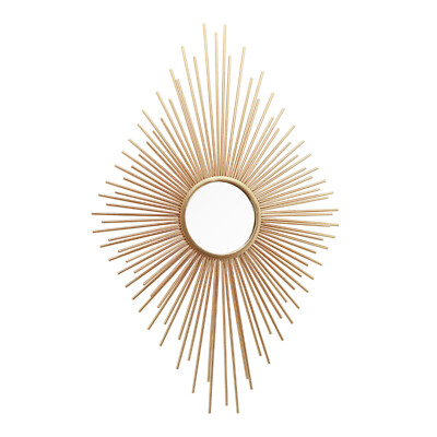 Sunburst Metal Wall Mirror, Decorative Diamond-Shaped Wall Mirror Boho Decor