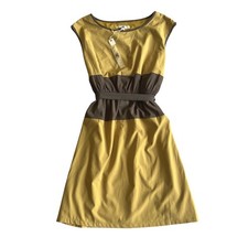 Ya Los Angeles Mini Dress Mustard Yellow Size Large NWT Party Casual Lined Retro