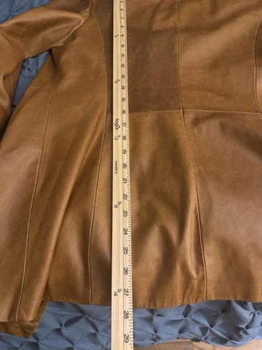 Italian Leather Men’s Vera Pelle Firenze Leather Jacket Brown HTF Size 46 image 10
