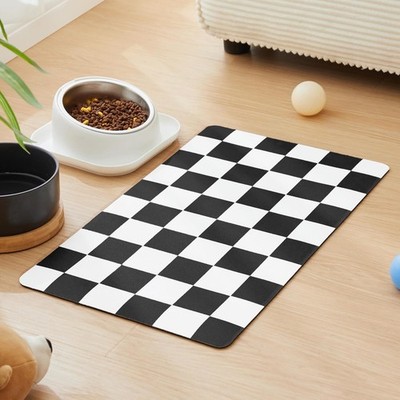 Checkered Dog Feeding Mat, Absorbent Mats for Dog Food and Water Bowl