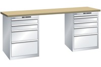 Paulimot Lista Werkbank 4 + 5 Schubladen Mit Buche-Platte (2.000 X 800 X 850 Mm)
