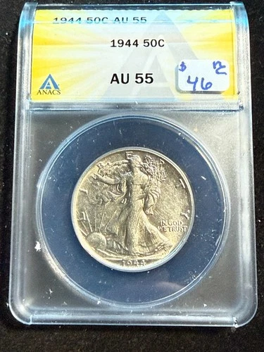 1944 WALKING LIBERTY HALF DOLLAR ANACS AU 55 986