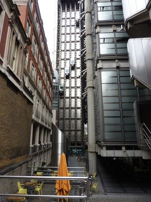 Photo A2 Outdoor cafe area, Lloyds London A corner of the building desig c2011