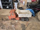 Vintage Metal  Struco Orange Dump Truck Pressed Steel