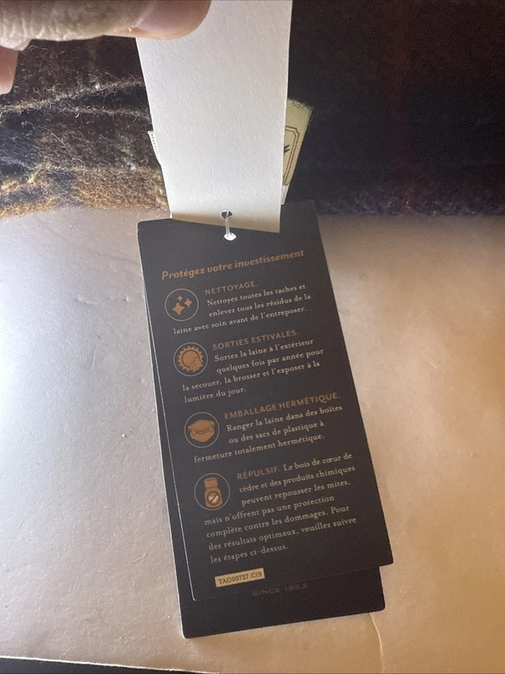 Pendleton Brown Blue Plaid Wool Blanket New With Tags - Image 4 of 4