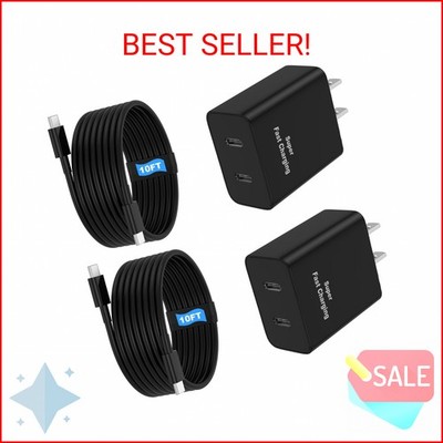45W 2Pack Super Fast Charger USB C Dual Port Android Phone Charger Type C Fast C