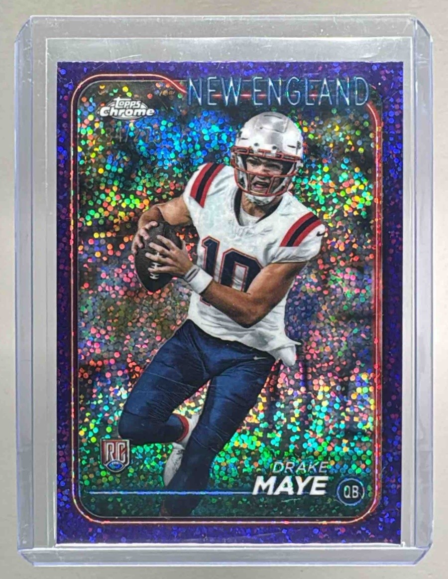 Drake Maye 2024 Topps Chrome #203 Purple Speckle Refractor Rookie RC 234/275