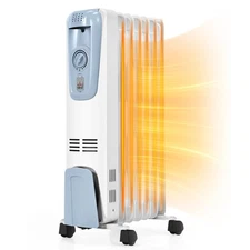 1500W Oil Heater, Portable Oil Space Heater w/Adjustable Thermostat, 3 Heat S...