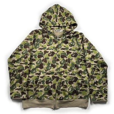 BAPE Green ABC Camo Sta Aoyoma OG Full Zip Hoodie Vintage M RARE