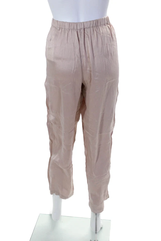 Pantalones de pijama Skin para mujer mezcla de seda dos bolsillos cintura elástica rosa talla 0 Foto 3 de 4