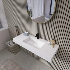 Wall-mounted stone resin bathroom sink 