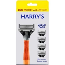 Harry's Original Razor Handle for Men with 5 Razor Blade Cartridges-Ember Orange
