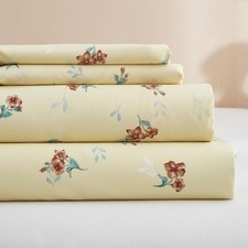 Floral Sheets Full Size Sheet Set 4 Piece - Cooling Bed Sheets Yellow Floral ...