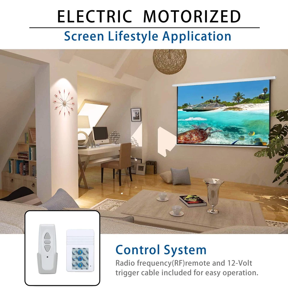 120 Motorized Projector Screen Electric Diagonal Automatic Projection 4:3 HD - Image 3 of 4