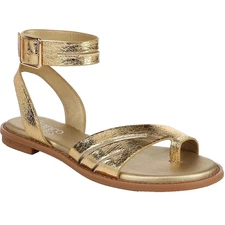 Franco Sarto Greene Gladiator Sandal Women 8.5 Gold Ankle Strap Open Toe Comfort