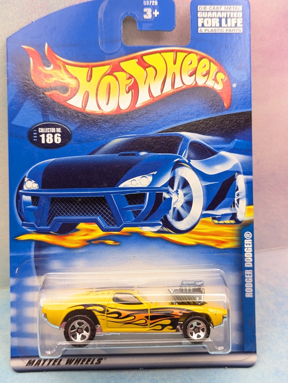 2001 Hot Wheels RODGER DODGER #186 🔥 yellow;flames; 5sp∞mainline∞