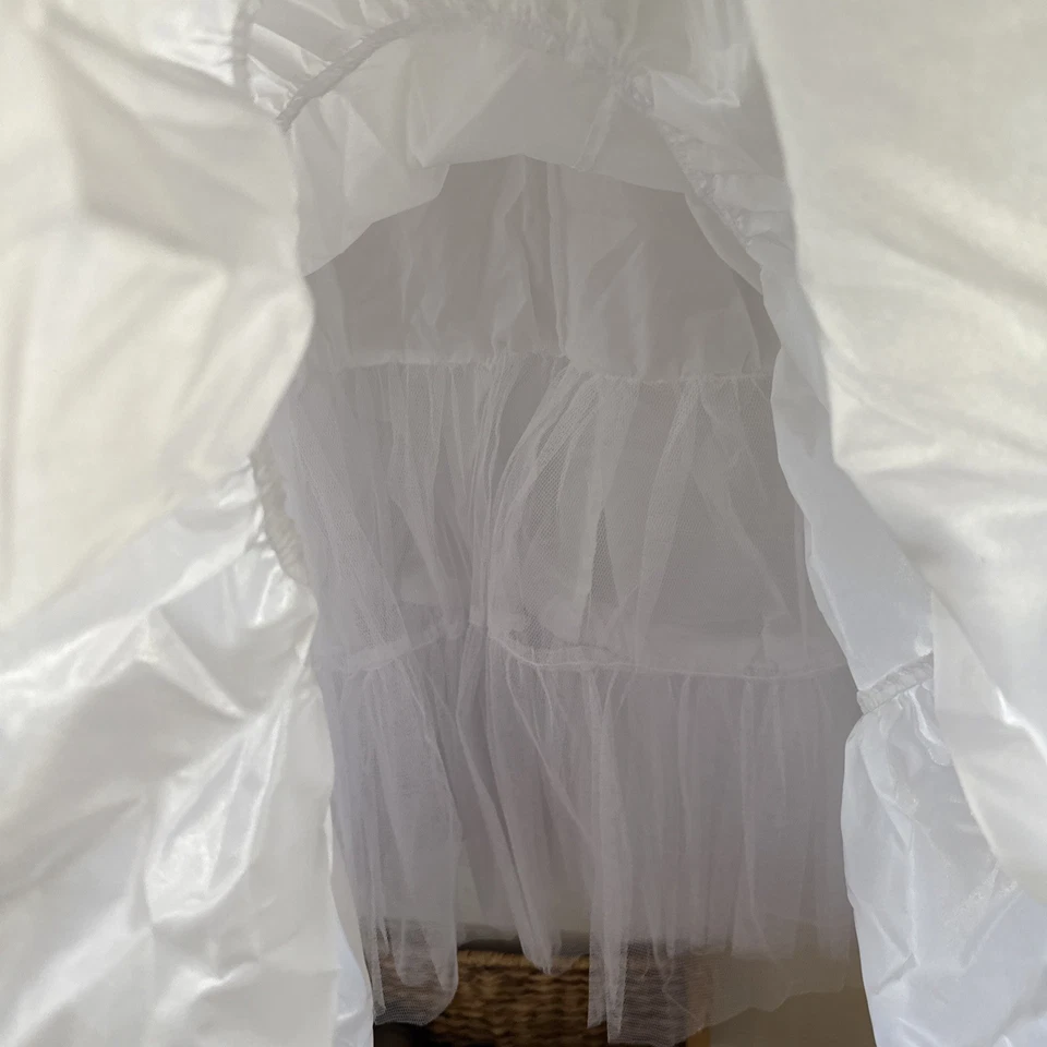 复古无品牌白色尼龙分层下滑Crinoline新娘小外套尺寸12 — 第 4/4 张图片