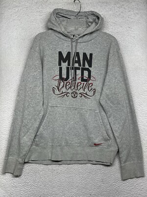 Manchester United Hoodie Mens Medium Grey Man UTD Believe Nike