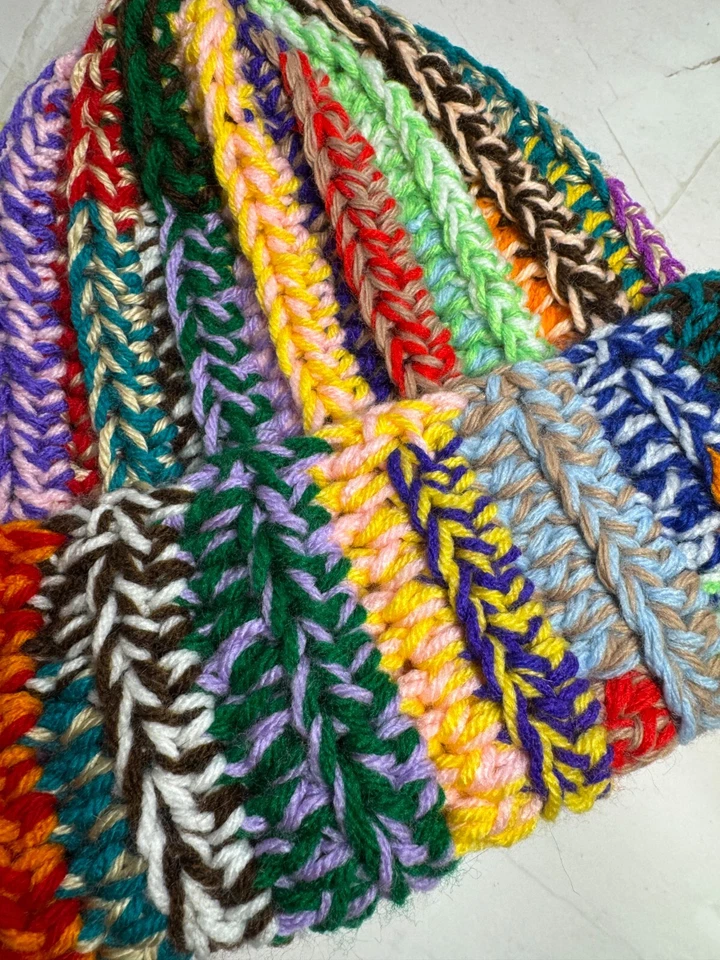 Chunky Multicolor Beanie, Crochet Chunky Beanie, Chunky Scrap Beanie - Image 2 of 3