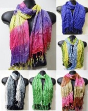 Shiny Glitter Tie Dye Fringe Tassel Scarf Long Striped Light Fashion Rainbow