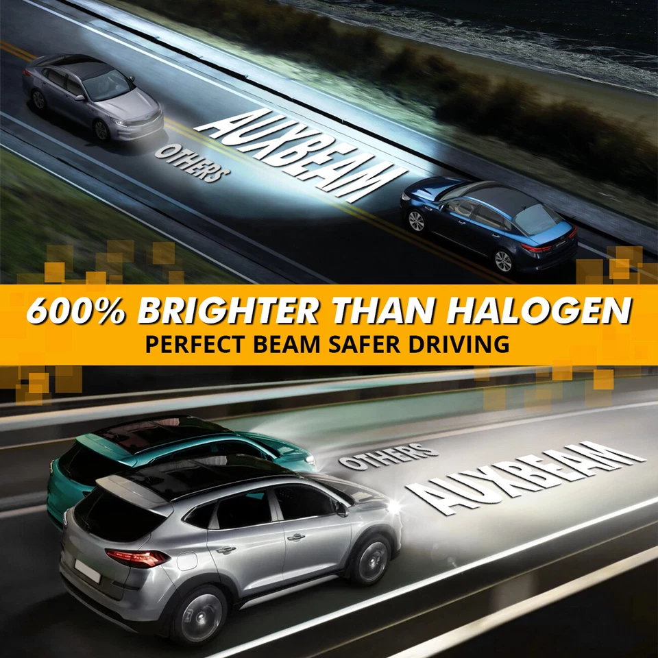 AUXBEAM 9007 HB5 LED Headlight Bright Bulbs Kit HIGH/LOW Beam 6500K 120W CANBUS - Image 4 of 4