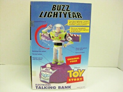 1995 Toy Story Buzz Lightyear Electronic Talking Bank Thinkway
