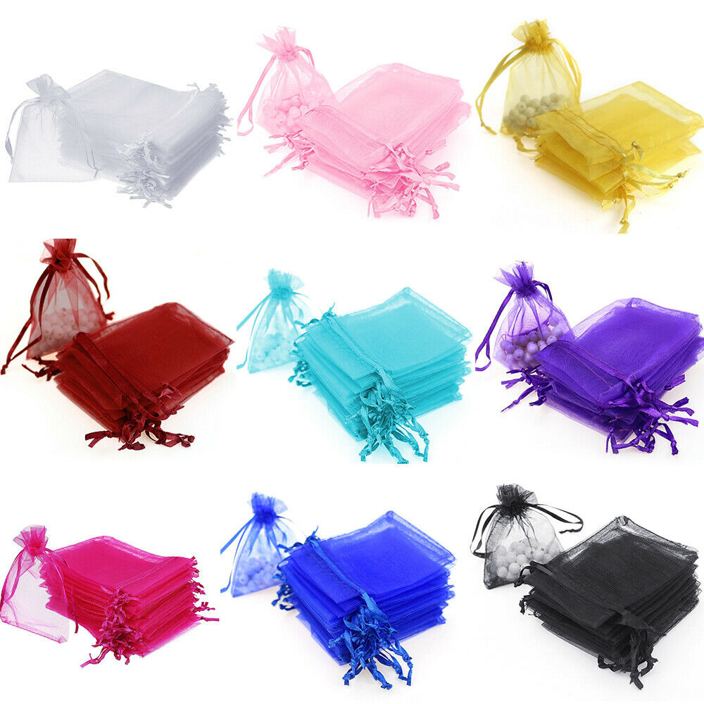 100/200 pcs Organza Wedding Party Favor Decoration Gift Candy Sheer Bags Pouches