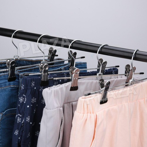 120x Metal Adjustable Clip Hangers Pants Skirt Coat Bulk Clothes Clothing Hanger - Picture 9 of 17