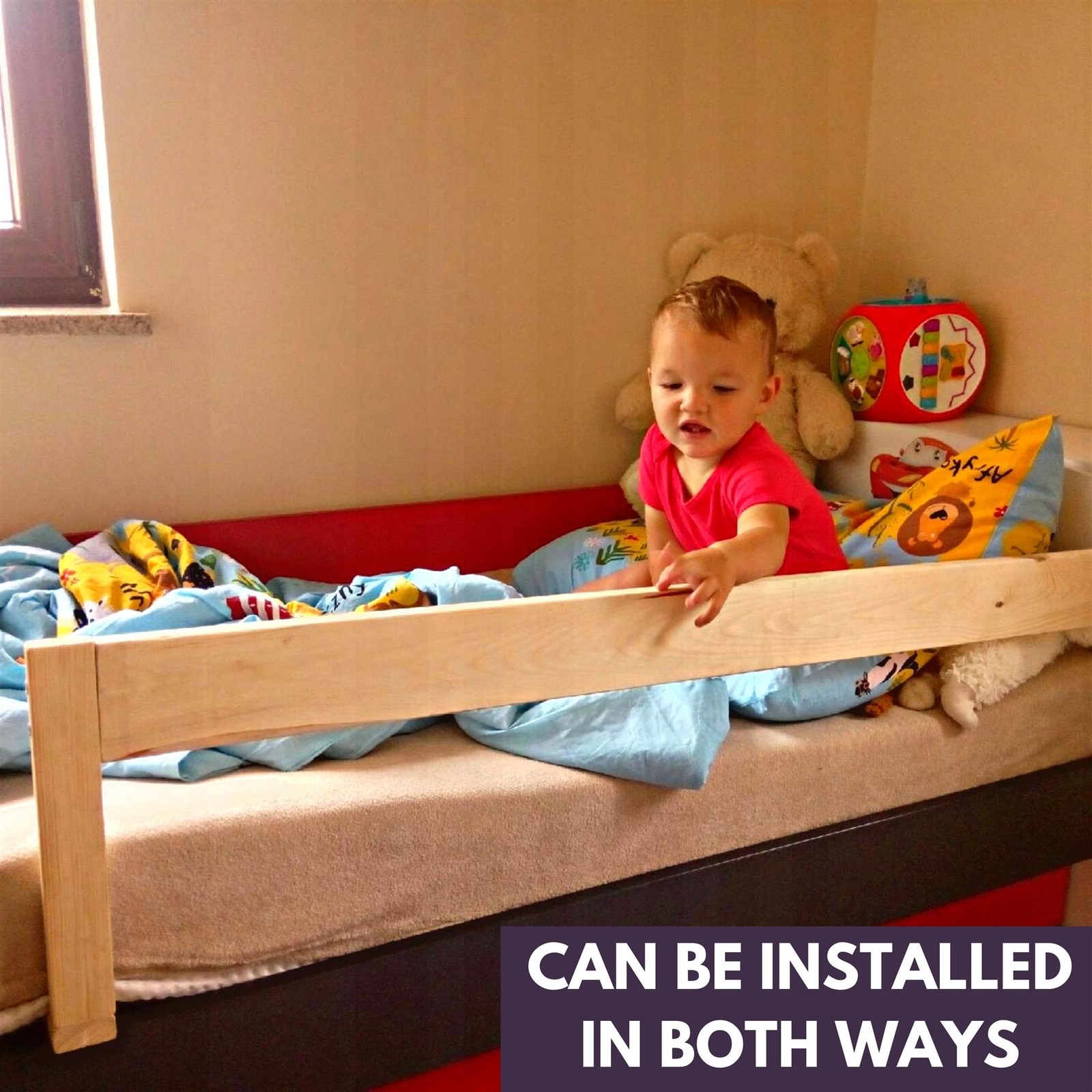 Universal Use Bed Guard Solid Wood Bed Rail For Toddlers Cot Bed Guard