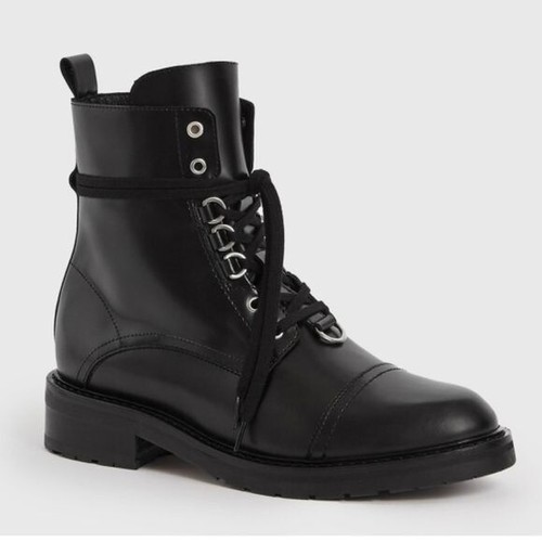 ALL SAINTS LIRA HIKER LEATHER BOOTS MOTO COMBAT CHUNKY BLACK 38 US 8