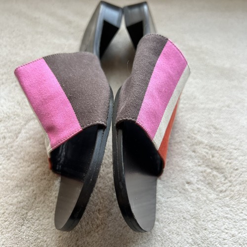 Kate Spade Pink Red White Brown Striped Fabric Slide Flat Sandals Women’s 7 B - Picture 7 of 16