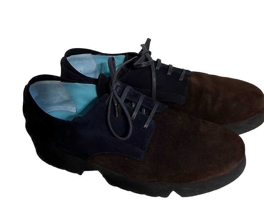 Thierry Rabotin Suede Colorblock Blue/Brown Women's Oxford Shoes
