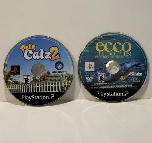 ECCO THE DOLPHIN: DEFENDER OF THE FUTURE and Petz Catz 2 Sony PS2 Disc Game Lot