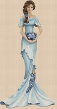  Elegant Lady Blue Dress Full Length Cross Stitch Chart No. 1-156MM