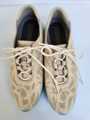 COLE HAAN Zero Grand Women Perforated Beige Lightweight Sneakers Sz 5