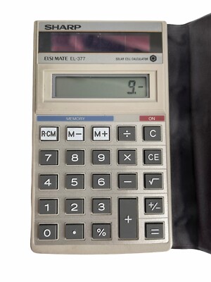 Sharp EL-377 solarbetriebene Handtasche Business Taschenrechner Etui selten Vintage